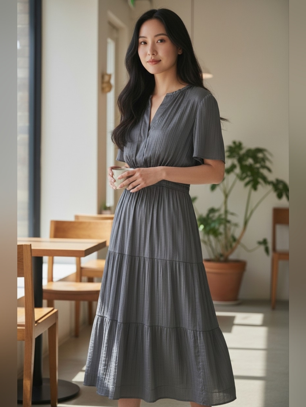 Gray Tiered Maxi Dress - Classic Women's Dress